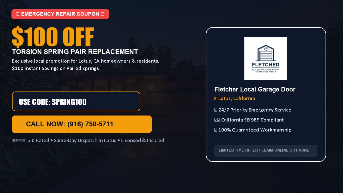 $100 OFF Heavy-Duty Torsion Spring Pair Replacement in Lotus, CA