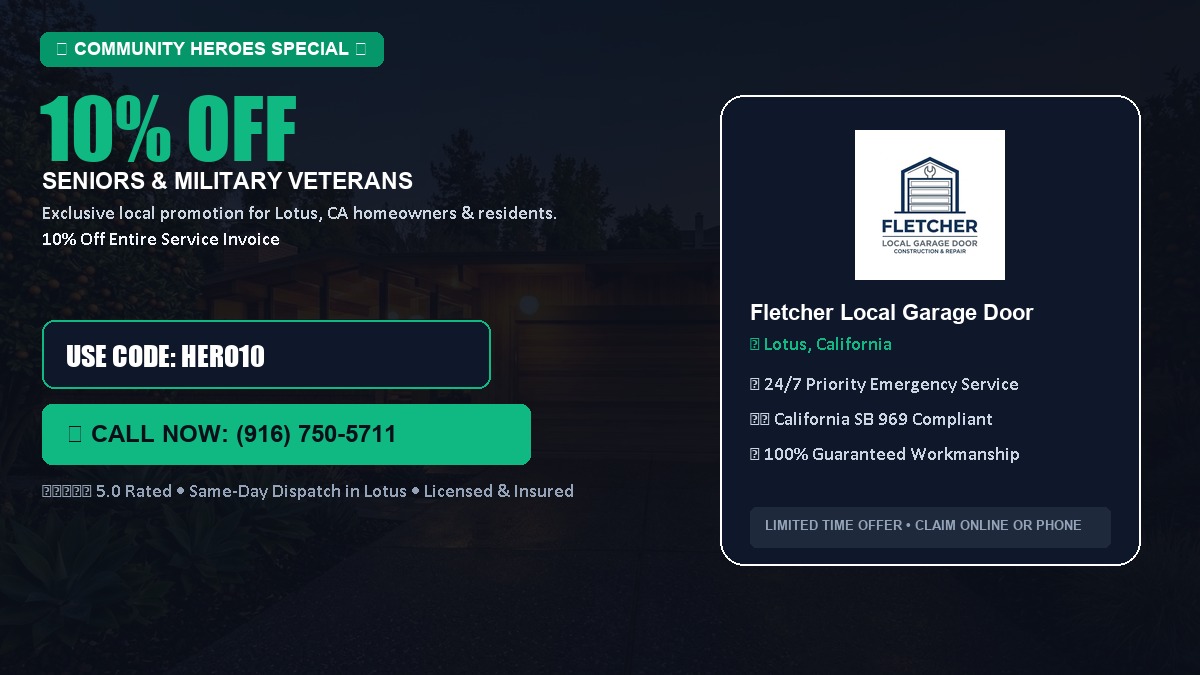 10% OFF Senior Citizens (65+) & Military / Veteran Community Discount in Lotus, CA